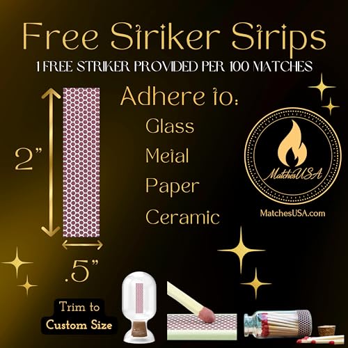 Image of 500 Count - 3 inch Long Red Color Matches | Three Inch Coloful Loose Wooden Safety Match Sticks for Candle Display | Refill Decorative Jar Holder Bottle | Striker Included