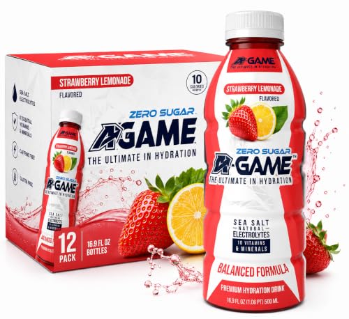 Image of A-GAME Zero Sugar Electrolyte Drink, Strawberry Lemonade Flavor, 12 Pack