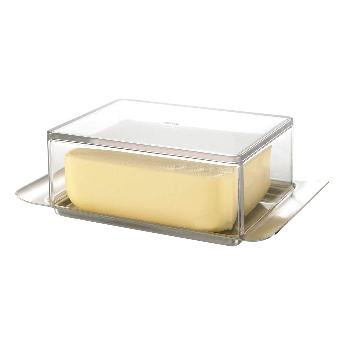 Butelo Butter Dish, Stainless Steel, Plastic, 5 cm, 33620, 24 x 24 x 14,5 cm, Clear, Silver