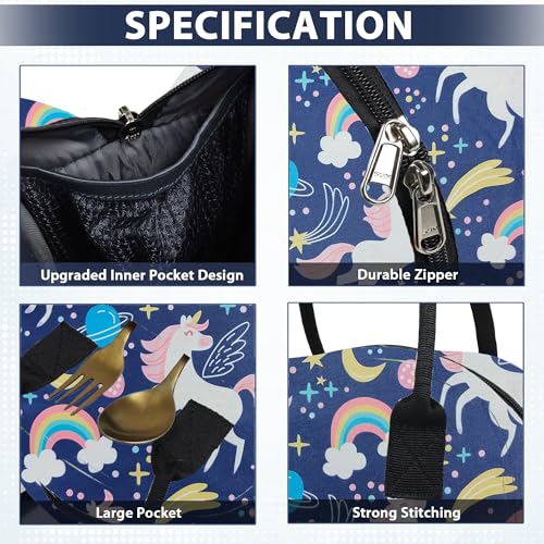 Image of Textile Fabric Lunch Bag Office Tiffin Bags for Men Women | Insulated Hot /Cold Travel Lunch Bag | for Lunch Tiffin Box & Bottle (Unicorn), 5 Liter,Multicolor