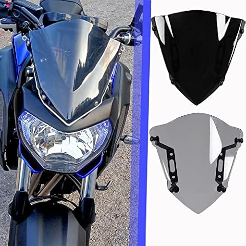 Lorababer Motorcycle Front Windshield Windscreen Airflow Wind Screen Deflector Double Bubble Fairing Compatible with Y-amaha MT07 FZ07 MT FZ 07 MT-07 FZ-07 2018-2020 2019 18 19 20 (Smoke) Cover