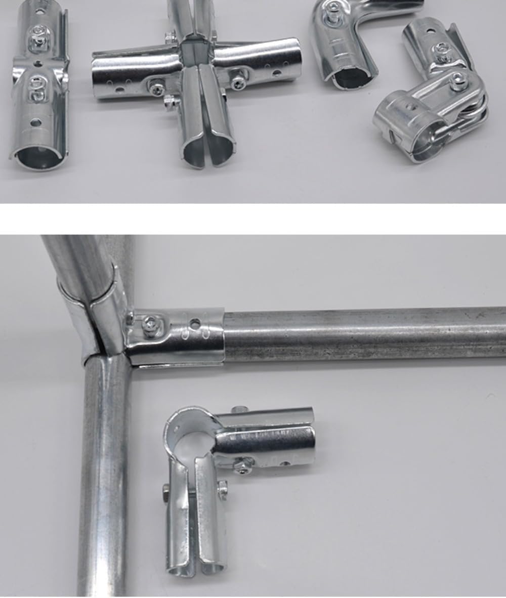 4 Pcs T Clamps Pipe Connector, End Rail T Clamp,Metal Clamp Fittings,1" O.D. 25.4 mm,Galvanized Steel Chain Link Fence, Bolts and Nuts Included