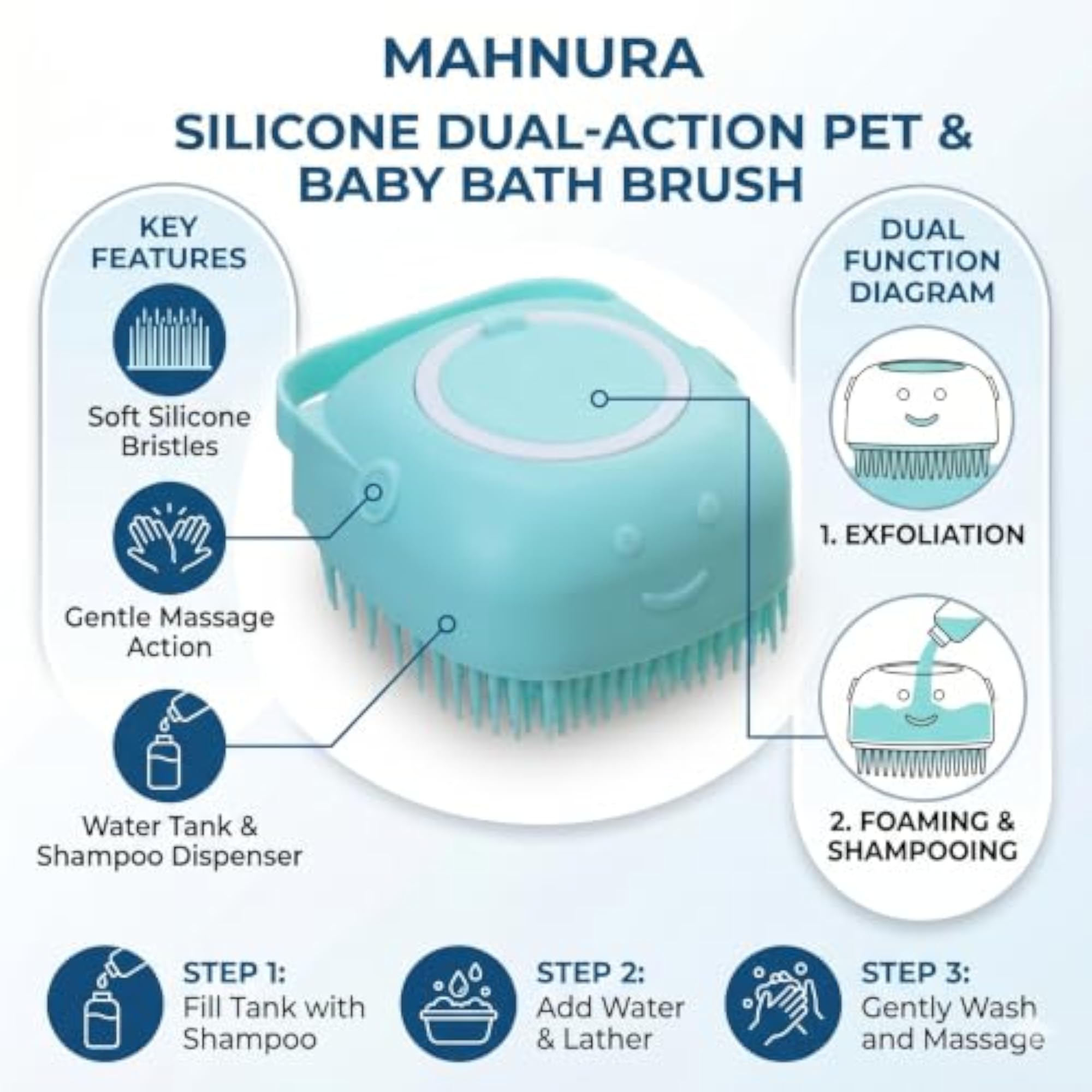 Silicone Bath & Massage Brush with Shampoo Dispenser