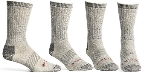 Ballston Medium Weight 86% Merino Wool Socks for Winter & Outdoor Hiking and Trekking - 4 Pairs for Men and Women(Lunar Gray, L (Fits Men's Shoe 9-12, Women's 10-12))