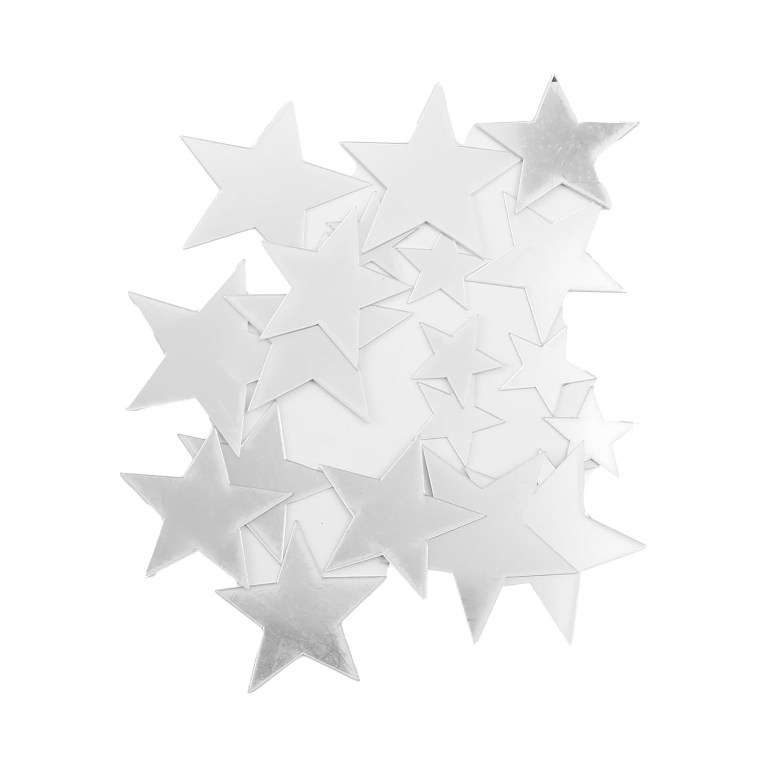 Hopzab 20PCS Acrylic Star Mirror Wall Stickers, 3D Decorative Decals for Home & Living Room, Sizes 3.2cm to 6.5cm