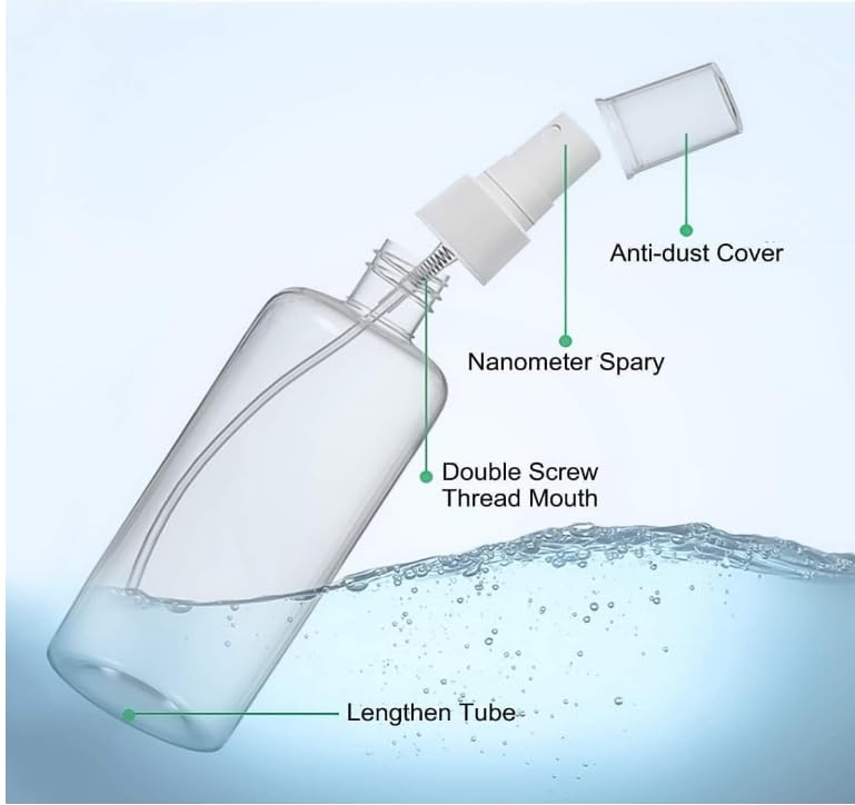 Image of DEMEANOR 100ML Empty Refillable Fine Mist Sprayer Atomizer Spray Bottle With Ultra-Fine Mist Pump and Cap, for Home /Travel /Beauty /Makeup /Sanitizer-100ml,Transparent (10 NOS)