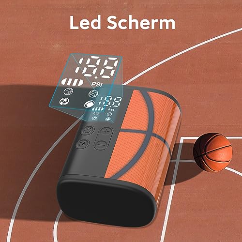 Image of Woowind Ball Pump Electric Basketball Pump with Pressure Gauge LED Lighting and Power Bank, Automatic Portable Ball Inflator with Ball Needle for Football,Soccer,Sports Balls