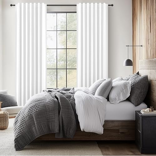 Verdunklungsvorhänge, 239 cm lang, für Wohnzimmer, 2 Paneele, energiesparend, Vorhang, Fensterüberzüge, eleganter Flachs-Leinen-Haken… – Ansicht 6