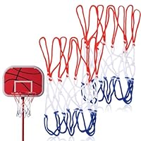 2 Stück Klein Basketballnetz, Basketball Ersatznetz, 8 Schlaufen Mini Ballnetz für den Austausch von Netzen im Innen- und Außenbereich, Dreifarbige Webart (Mini Größe)