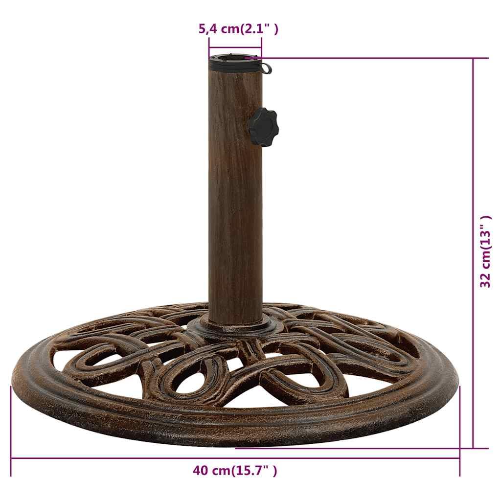 Stojak na parasol przeciwsłoneczny, z brązu, żeliwo, 40 x 40 x 32 cm, z adapterem do drążków parasoli 35-48 mm, stabilna podstawa do ogrodu, na balkon, taras, patio