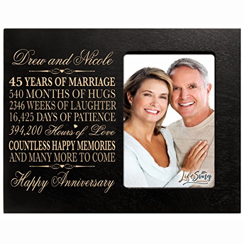 LifeSong Milestones Personalized 45th Year Wedding Anniversary Frame Gift for Couple 45th for Her 45th Wedding for Him Frame Holds 1 4x6 Photo 8