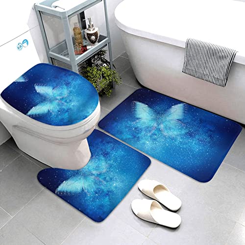 Badteppich-Set, 3-teilig, inkl. Konturteppich und WC-Deckelbezug, Blau – Bild 3