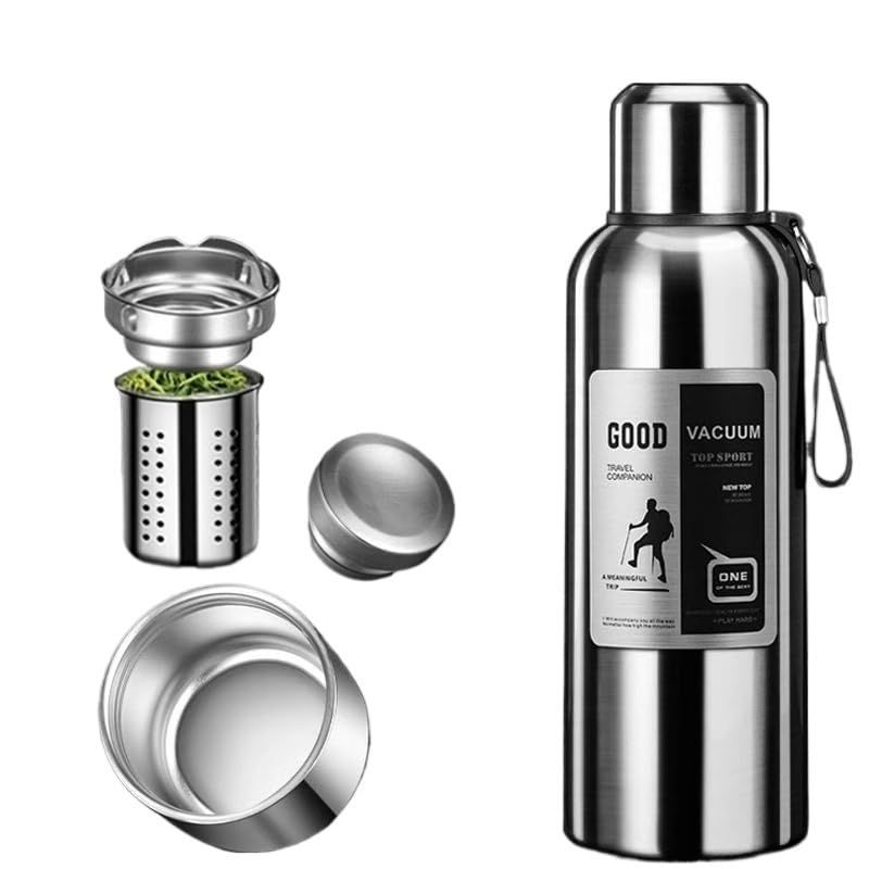 Thermos Mug Long-lasting 72 Hours Large Capacity 316 Stainless Steel Men's Outdoor Travel Mountaineering Portable.(Just natura 1500ML)