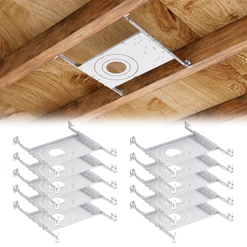 Anyhome 10 Pack New Construction Mounting Plate,3/4/6 Inch Recessed Light Housing,LED Recessed Lighting Fixtures,Round Hole,Extendable Hanger Bars