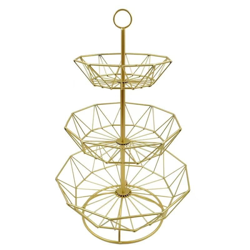 Cesta de frutas de 3 niveles para organizar tu cocina con un elegante estilo vintage