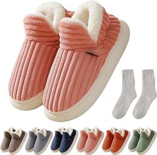 Women Men Ankle Slipper Booties, Cozy Stylish Slipper, Winter Fuzzy Warm Thick-Soled Plush House Cloud Slides