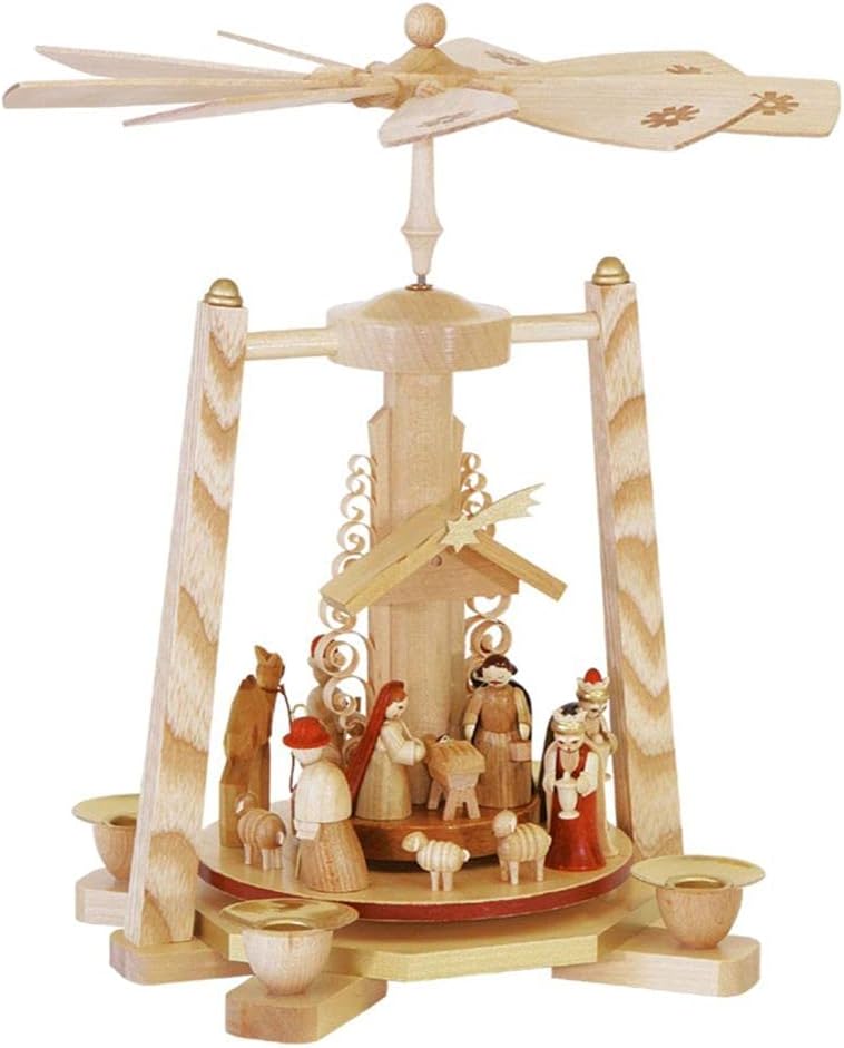 1623 Richard GLAESSER Pyramid-Nativity Scene in Natural Wood Finish, Brown
