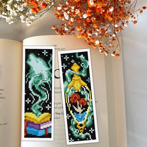 Image of BEUNITONE 6 Pcs Cross Stitch Bookmark Kit for Beginner Magic Stamped Cross Stitch Kit for Adults Printed Embroidery Bookmarks Kits with Instruction for DIY Crafts Book Lovers 8.5''x3''