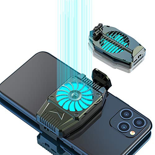 Oluote Ventilador de Enfriamiento de Teléfono Móvil para PUBG, Radiador de Teléfono Móvil portátil con Luz LED, para Jugar y Ver Videos, para Teléfono Inteligente Universal iPhone/Android (Negro)