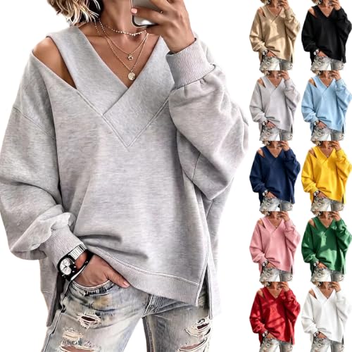 Off the Shoulder Sweatshirt Womens Y2k V Neck Tunic Holiday Sweatshirt - image 7