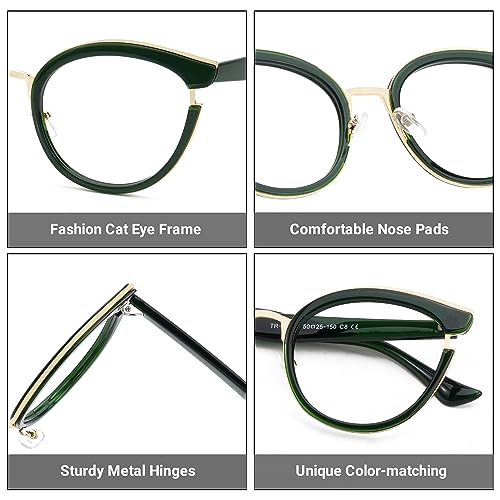 Image of Zeelool Classic Cat Eye Glasses Frame with Non-prescription Clear Lens for Women ZJGT414068