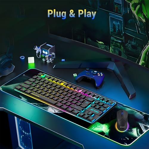 Image of Ant Esports KM730 Pro Gaming Wireless TKL Keyboard Mouse Combo Rechargeable RGB Backlit Tenkeyless Compact 87 Keys 6 Button for Computer Laptop PS4 PS5 - XP /7 /8 /10 iMac MacBook Xbox one X - Black