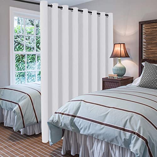 Image of H.VERSAILTEX Patio White Curtains 100 x 102 Inches for Sliding Door Extral Wide Blackout Curtain Panels Thermal Insulated Room Divider - Grommet Top, 8.5' Tall by 8.3' Wide