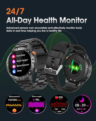 DEKELIFE Smartwatch Herren mit Telefonfunktion, 1,43' AMOLED Always-On Display Armbanduhr...
