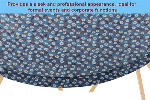 Image of The Furnishing Tree Elastic Oval Dining Table Cover WxL 35x63 in Inches Polyester Floral Pattern Blueish Grey