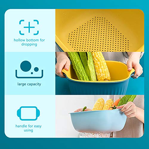 Nishore Conjunto de tigela de filtro de filtro de cozinha multifuncional 2 em 1 Bacia de drenagem gi