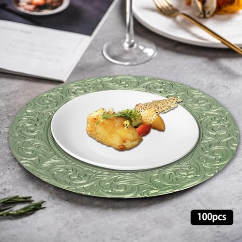 100 Platos cargadores redondos de plástico 13 pulg miniatura 2