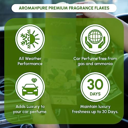 Image of Aromahpure Premium Car Perfume Fragrance Flakes - Virgin Mojito, Luxury Car Air Freshener made Organically with Essential Oil, Grains, and Flakes - 50 Gms, Keeps your car consistently fragrant for 30 days (Pack of 3)