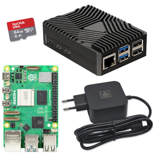 Home Assistant Smarthomezentrale | Raspberry Pi 5 8GB | Metallgehäuse | SD-Karte | Home Assistant OS