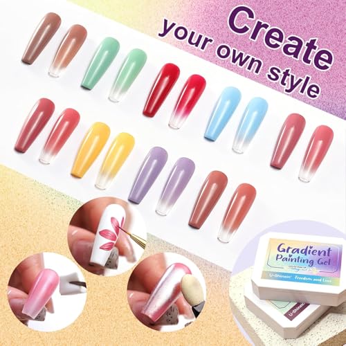 Image of THR3E STROKES Solid Cream GelPolish Set, 9 Colors Pudding Gel Nail Polish Palette with Nail Brush, Nude Pink Orange Red Solid Gel Polish Nail Art Kit Soak Off Portable Gift for Girls /Friend DIY Home (A)