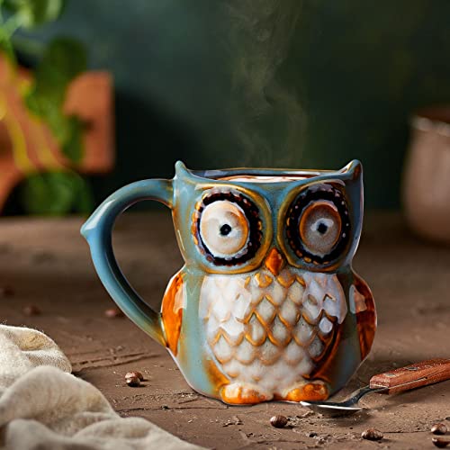 Taza de café de cerámica con diseño de búho 12 oz miniatura 5