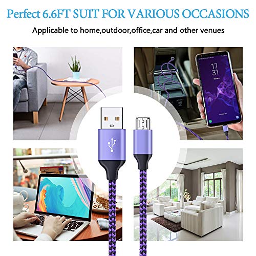 Ailkin Micro Usb Cable, 5-Pack 6Ft High Speed Nylon Braided Android Charging Cables For Samsung Galaxy J8/J7/S7/S6/Edge/Note5, Sony, Motorola, Htc, Lg Android Tablets And More Usb To Micro Usb Cords #TOP6
