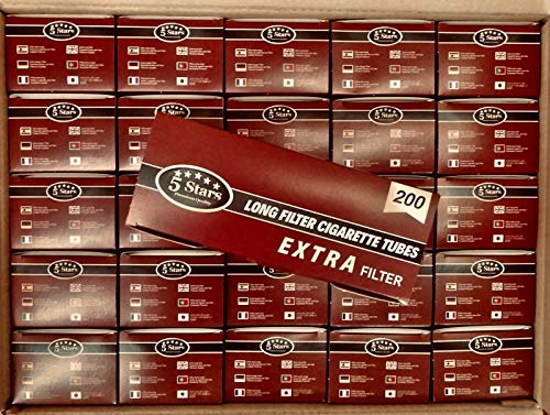 Cajón con 10000 tubos vacíos cigarrillos 5 Star filtro Extra Largo (23mm).- 50 cajitas 200 uds
