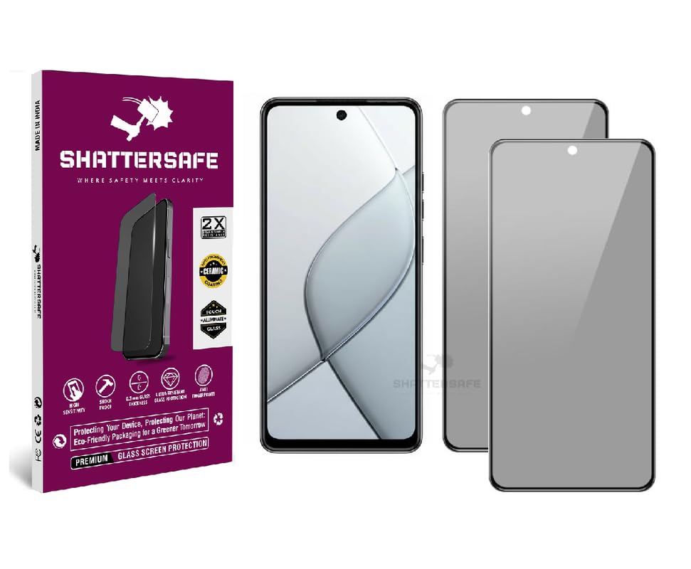 Image of Anti-Spy Privacy Tempered Glass Compatible For Tecno Spark 20 Pro 5G [Pack of 2]. 9H Hardness, Anti-Scratch, Edge-to-Edge Protection With Easy Installation Kit & Case Friendly Fit.