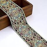 IDONGCAI Boho Jacquard Ribbon Lace 2.5 Inch Vintage Embroidered Jacquard Lace Trim for Sewing 5 Yards (Black)