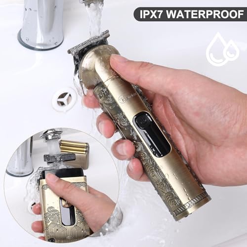 Tondeuse à cheveux Hatteker sans fil imperméable avec kit de coiffure pour nez et oreilles