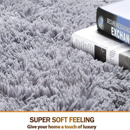 Image of F & B RUGS ; SUPERIOR QUALITY PRODUCTS Firoz and Brothers Handwoven Super Soft Indoor Modern Shag Microfibre Silky Fluffy Smooth 2x6 feet Dark Gray A