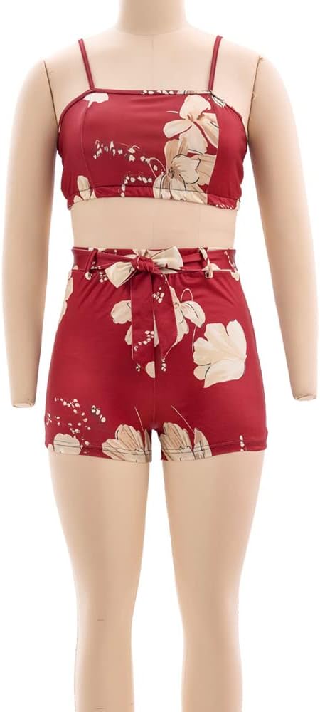 KEYUFANG Women 3 Piece Vocation Outfits Summer Suit Floral Kimono Cardigans Beach Cover Up Crop Cami Top Short Set - Image 6