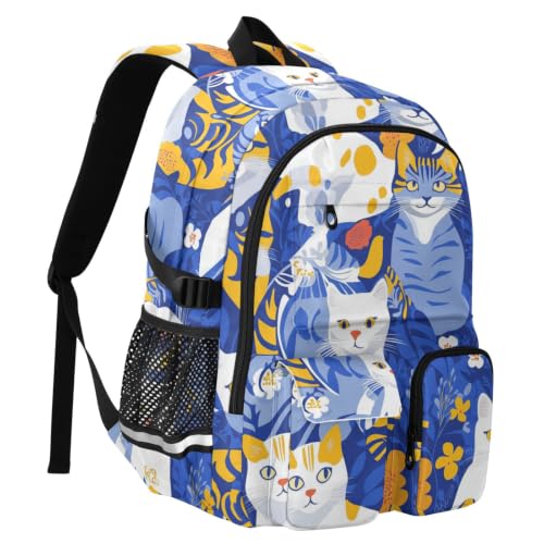 Mochilas para laptop con estampado exclusivo de gatos American Shorthair color azul real 2