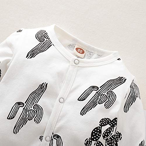 Tomppy Newborn Baby Boy Girls Clothes Long Sleeve Cactus Print Onesies Romper Hat Set Infant Footed Sleep and Play - Thumbnail 6