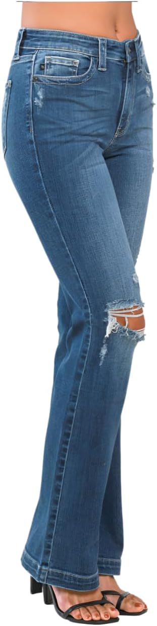 Judy Blue Mid Rise Distressed Bootcut Jeans - Image 2