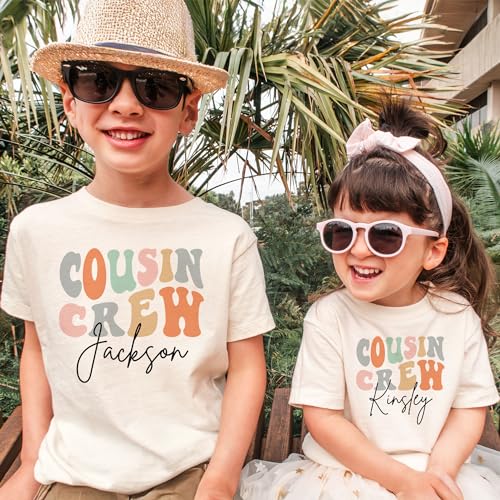 Personalized Cousin Crew Shirts For Kids - Custom Name Retro Cousin Crew Toddler Shirt - Family Reunion Vacation - Summer Camping Trip - Groovy Matching Cousins Group Shirts2