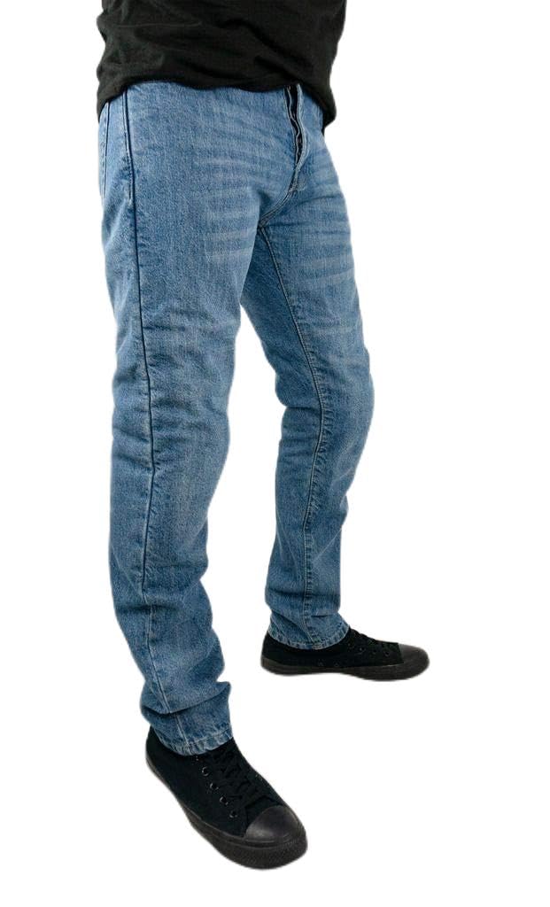 AGVSPORT Motorcycle 8000 Jean Mens CE Armor Mil-Spec Protection Relaxed Fit Contains 40% Dupont Kevlar, Light Blue - 38x34