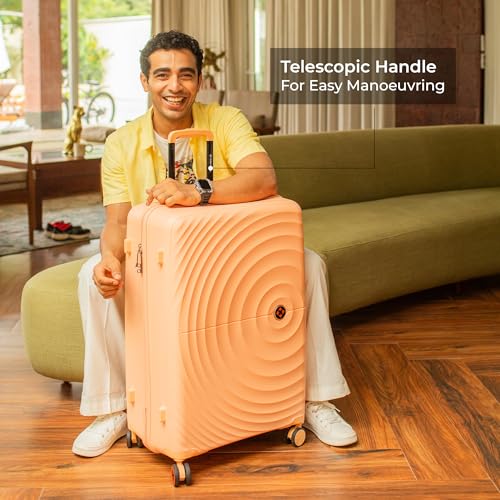 Image of Nasher Miles Polypropylene Spinner Seattle Hard-Sided Check-in Luggage 28 inch | 75cm | 8 Wheels Large Trolley Bag for Travel | Suitcase (Peach)