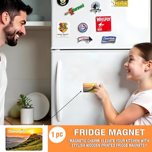 Image of Elegant Fridge Magnet with Themes |Rectangular Size Refrigerator Magnet with Magnetic Rubber Back | Pack of 1, 8.6cm X 5.4cm (Chikmangalur - Design 3)