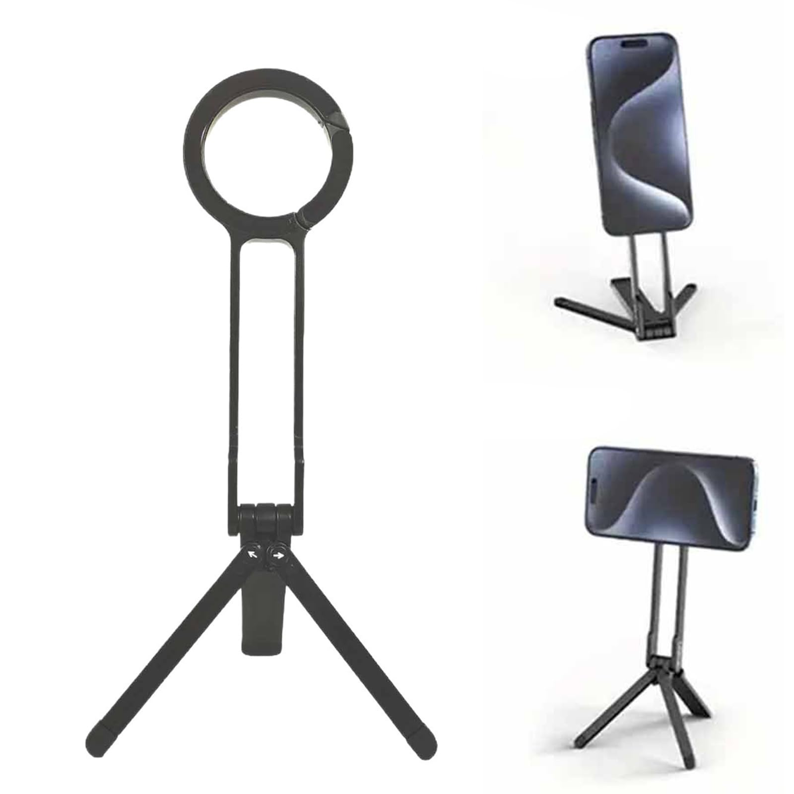 Magnetic Phone Tripod,Portable Phone Holder Mini Tripod,Foldable Magnetic Smartphones Holder,Magnetic Phones Stand For Home Office,180° Adjustable Aluminium Alloy Phones Stand,For Home Office,Kiuiom